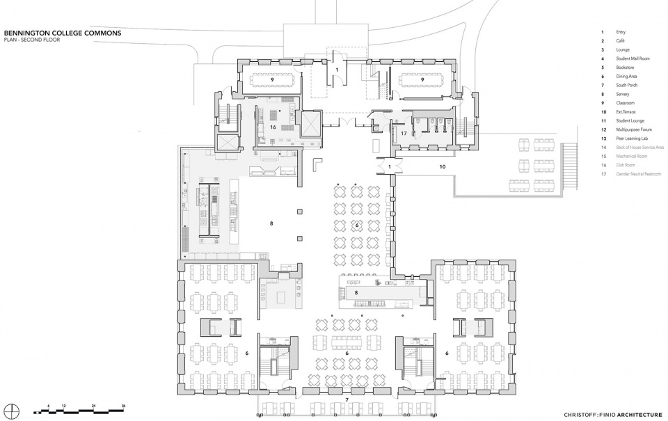 学院教学楼建筑改造设计二层平面图