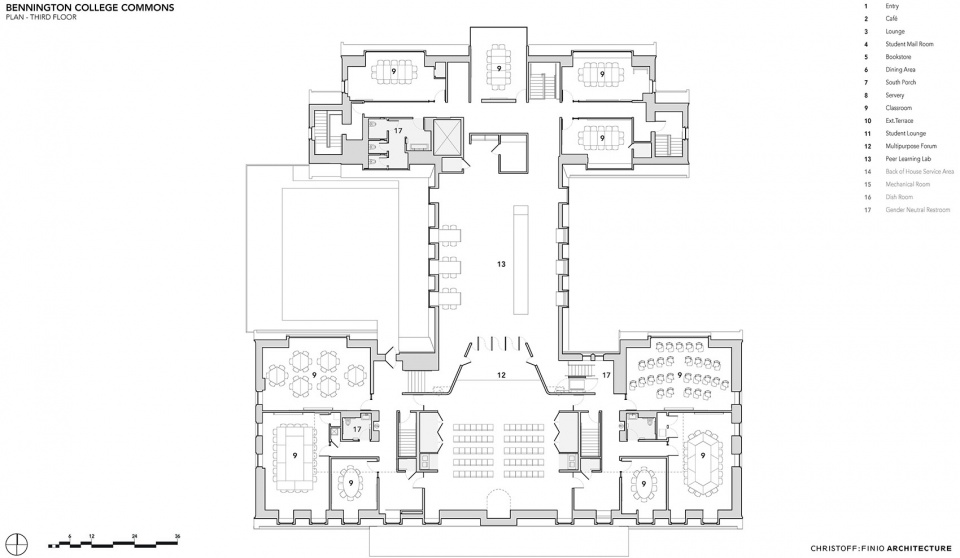 学院教学楼建筑改造设计三层平面图